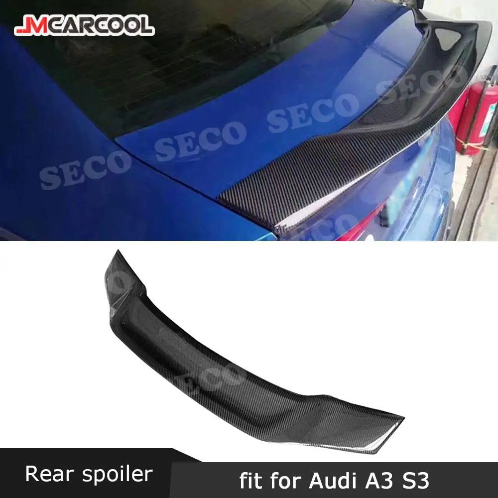 

JMCARCOOL Carbon Fiber FRP Unpainted Rear Trunk Spoiler Lip Wings For Audi A3 Sline S3 Sedan 4 Door 2014 - 2018 Car Styling
