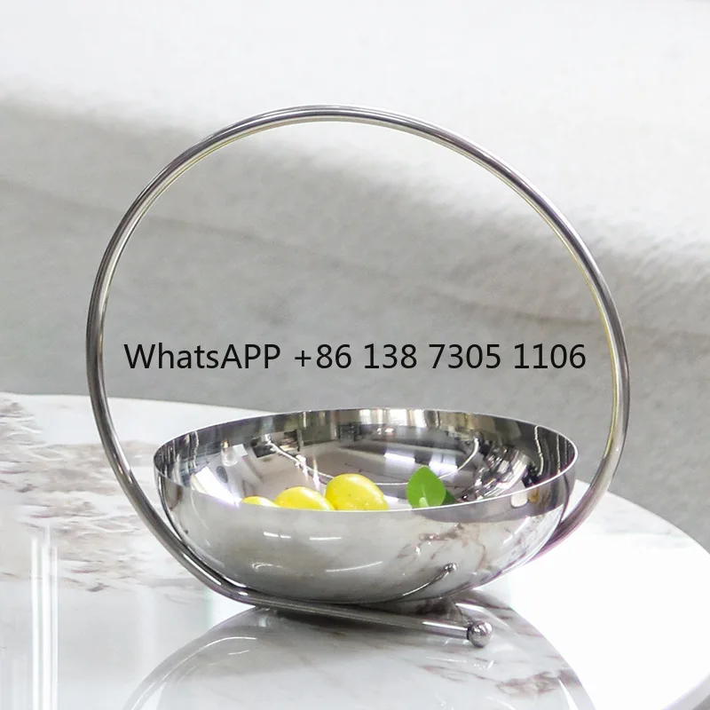 

Ring basket fruit plate stainless steel fruit bowl ornament hotel clubhouse art decoration