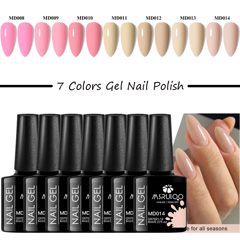 MSRUIOO 7-teiliges Gel-Nagellack-Set, bunter Nagelkunst-Gel-Lack für Nägel, Dekoration, Soak Off UV-Gel, langlebige Maniküre-Sets