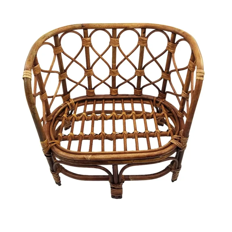 Newborn Photography Props Vintage Nostalgia Baby Bamboo Bench Handmade Rattan Basket Chair Studio Baby Photoshoot Accessories