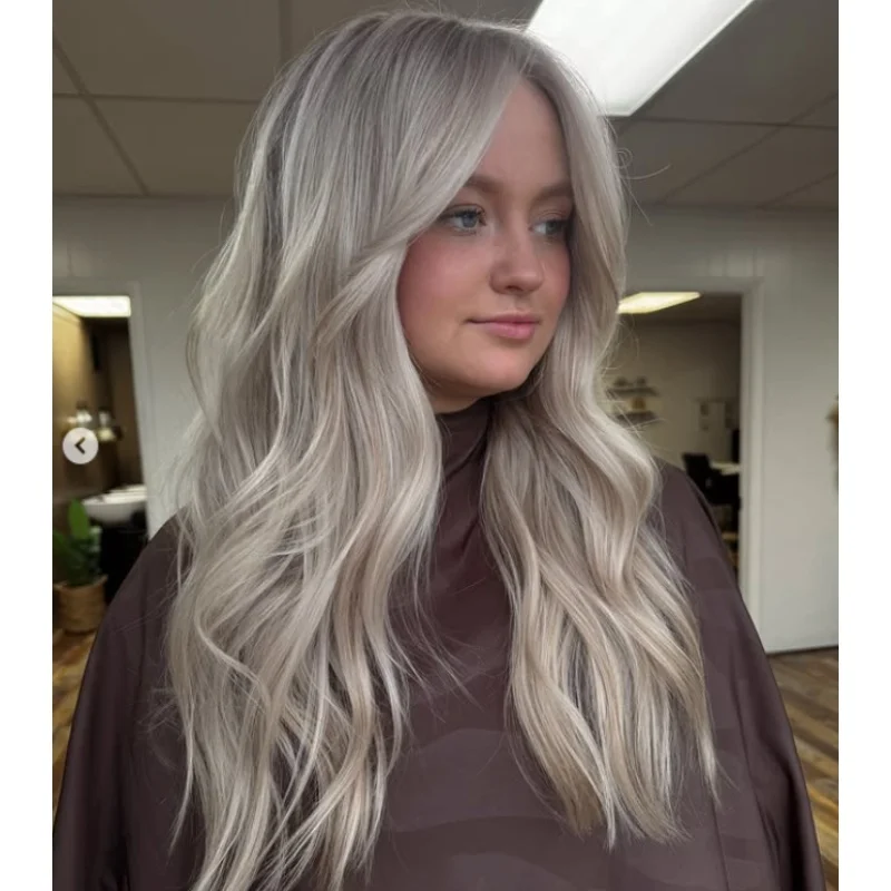 

Пепельно-коричневые полоски, парик спереди, синтетическая центральная часть, многослойные термостойкие парики для женщин, натуральный пепельно-коричневый парик