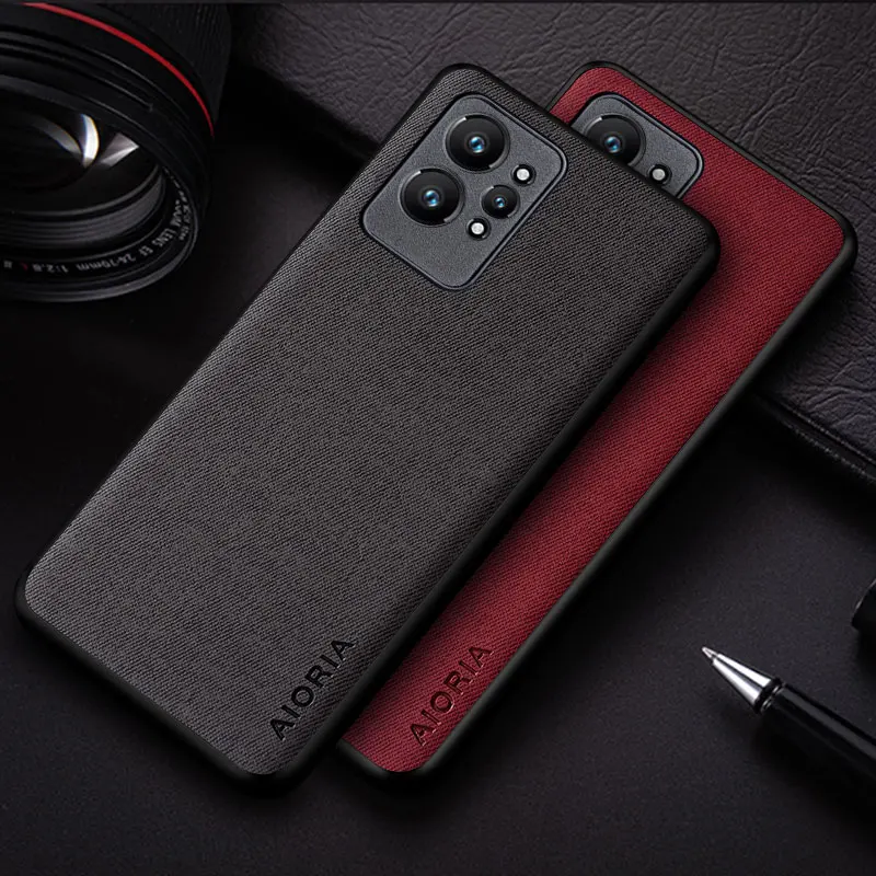 Case For Realme GT 2 Pro GT2 coque bussines style simple design lightweight textile leather phone cover for Realme GT2 Case