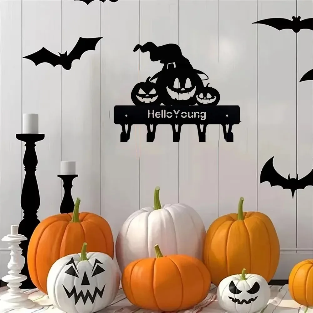 Fascinating 1pc Charming Metal Hook and Rack Set – A Intriguing Halloween Hook in Terrifying Horror Pumpkin Look