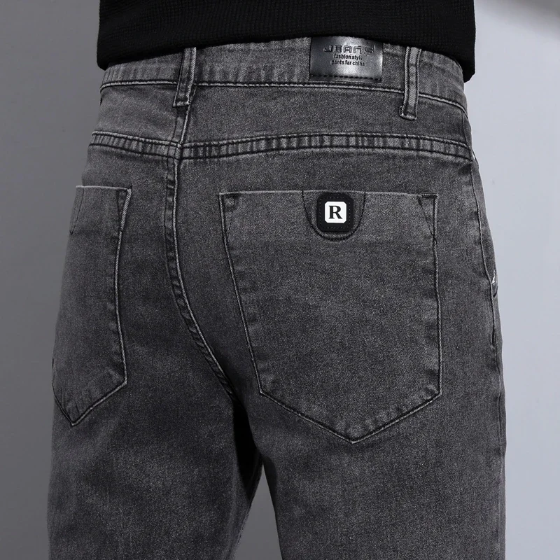 

Skinny Men's Autumn Jeans Fashion Vintage Elastic Slim Denim Pants Cotton Korean Washed Male Clothing Spring Casual Trousers