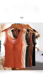 Plus Size Thermal Underwear Female Velvet Lace V-neck Sexy Slim Warm Vest Camisole Cotton Tank Tops термобелье женское