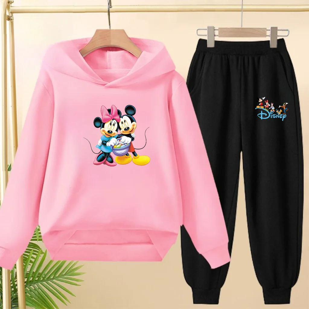 

3-12 Age Boy Girl 2 Piece Autumn Winter Leisure Children Outerwear Anime Print Hoodie+Trousers Pullover Hooded Outdoor Sportswea