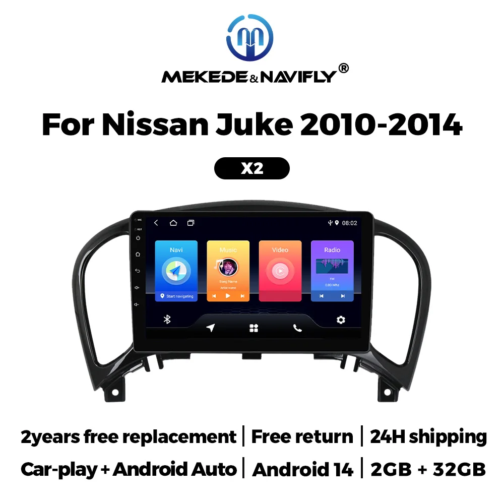 2 Din Android 14 Car Radio Multimedia Video Player For Nissan Juke YF15 2010-2014 WIFI BT GPS Navigation 9inch Head Unit Carplay