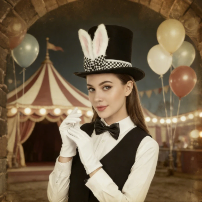 Accessori per il costume da coniglietto pasquale: cappello a cilindro con orecchie da coniglio, guanti e altro - Perfetto per giochi di ruolo pasquali e travestimenti festivi