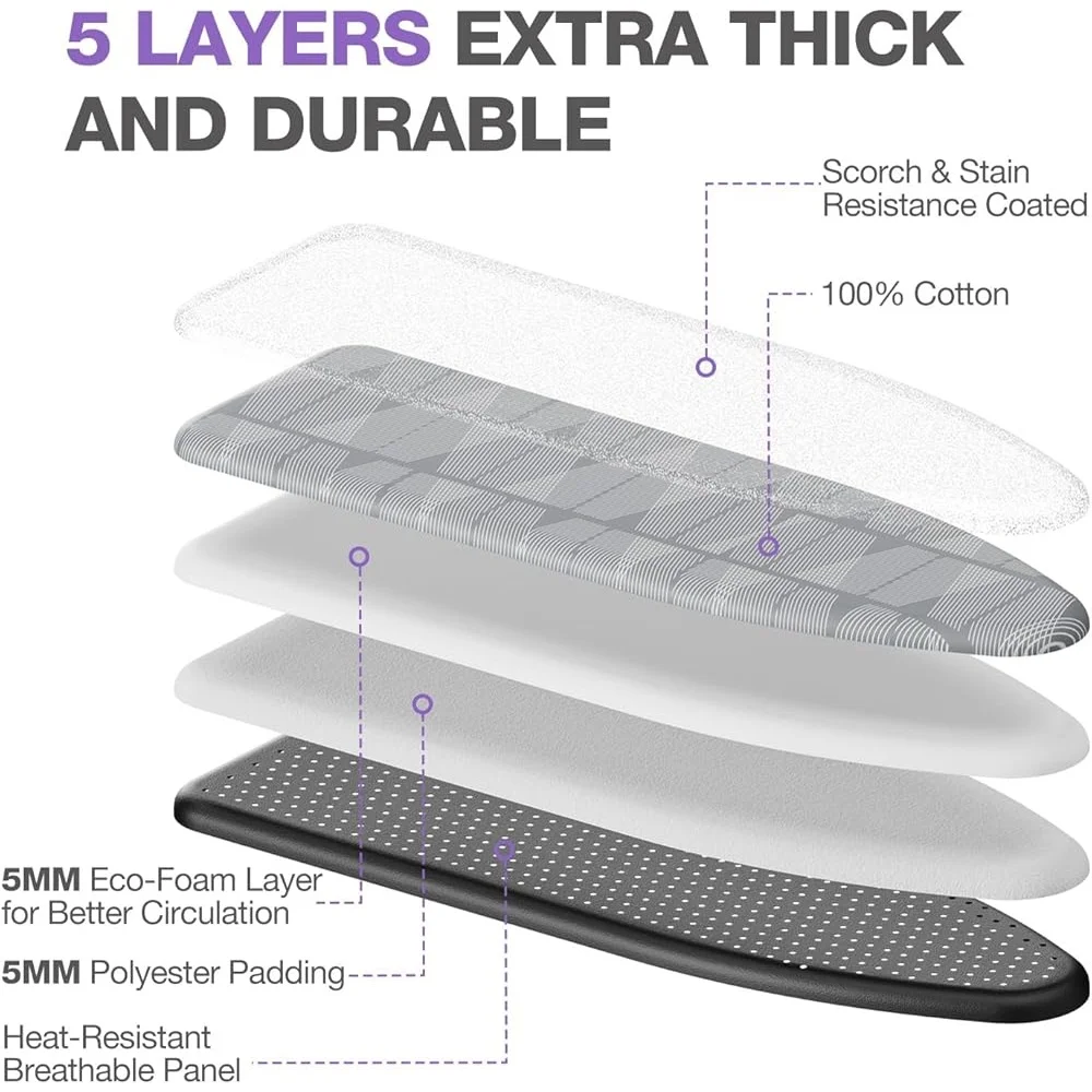 Regulowana prasowalnia z podpórką na żelazko, kompaktowa, oszczędzająca miejsce, wieszak ścienny, bardzo gruby pokrowiec, lekka rozwiązań do przechowywania.