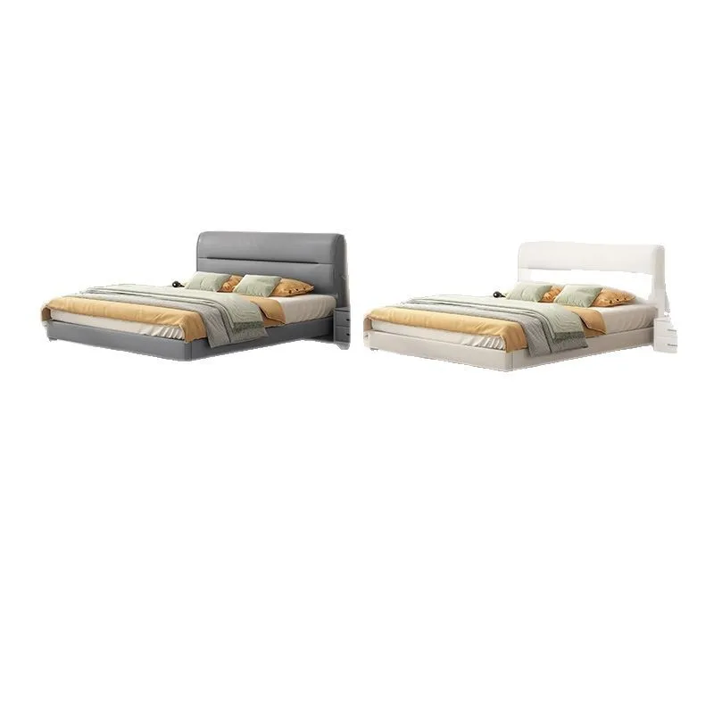 

Soft bag solid wood bed, modern simple master bedroom double bed, light luxury rental room