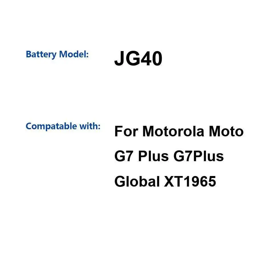

Для Motorola Moto G7 Plus XT1965 глобальный надежный источник питания аккумулятор для мобильного телефона 3000 мАч JG40