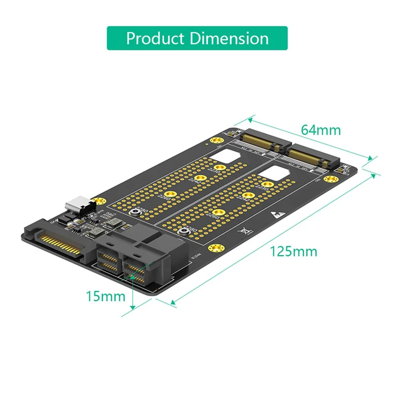 AM-2X الإصدار الجديد المزدوج M.2 NVME SSD إلى محول SFF-8643 المزدوج