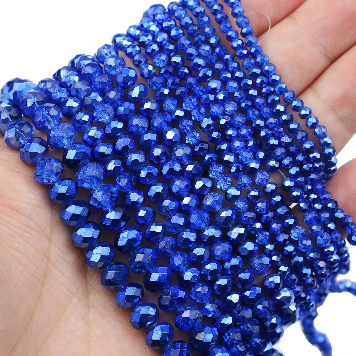 3/4/6/8 مللي متر نصف الأزرق شقة مستديرة الأوجه كريستال نمساوي شبه فضي فضفاض الخرز للمجوهرات لتقوم بها بنفسك أقراط أساور اكسسوارات #5
