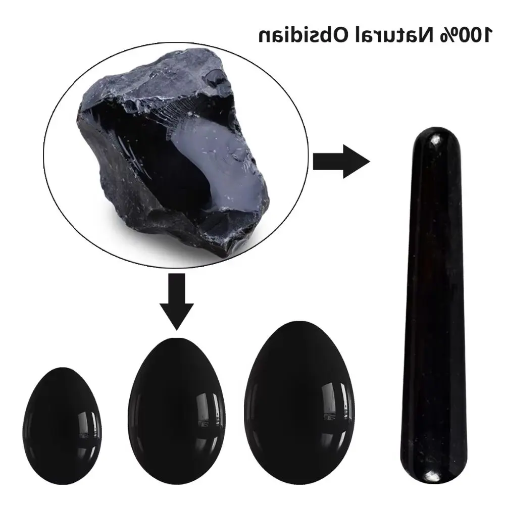 Natural Obsidian Yoni Egg Massage Ball Jade Eggs Women Vaginal Kegel Massager Vaginal Muscle Tighten Yoni Massage Wand