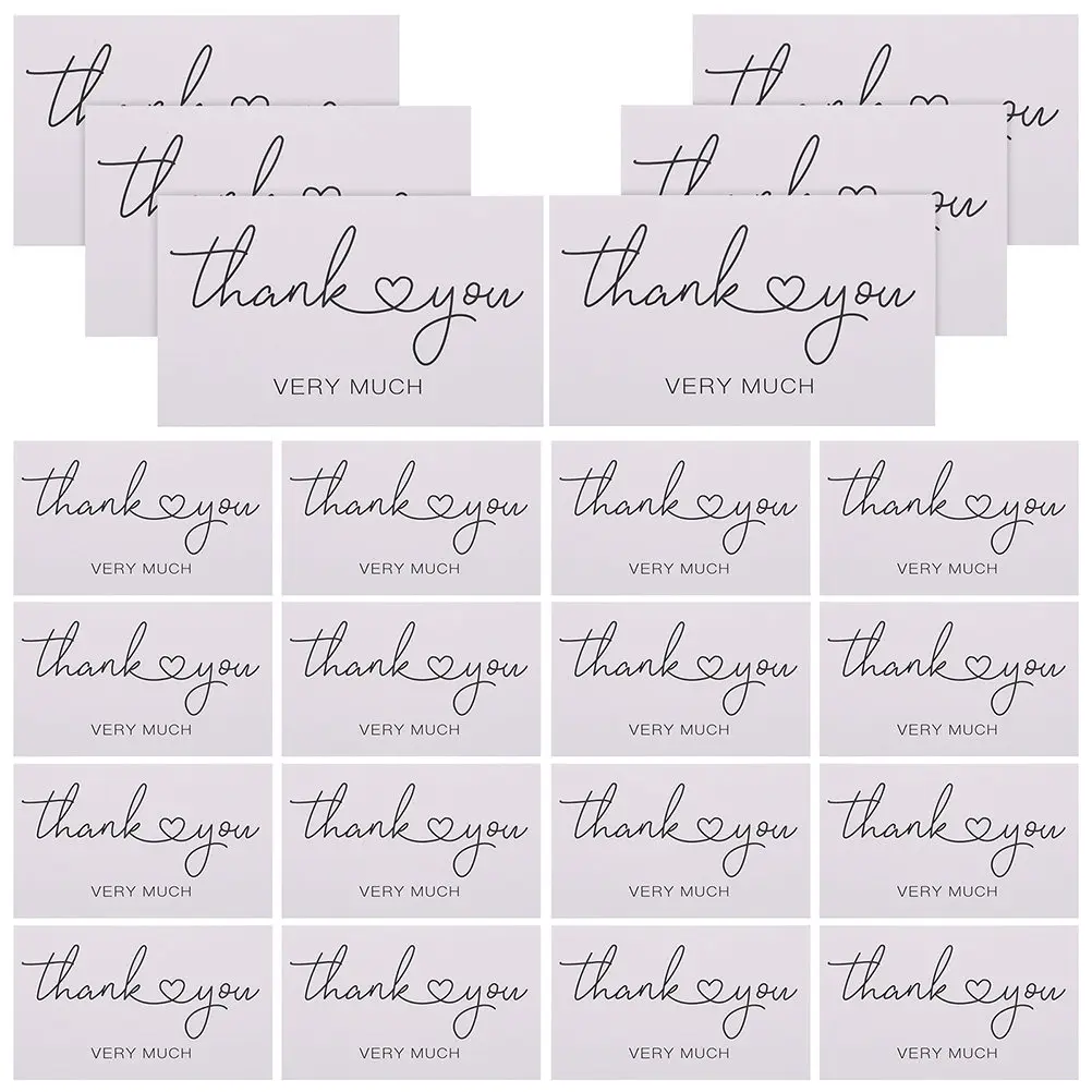 

100Pcs Thank You Cards Paper Small Business Elegant Simple Color Matching Design for Beauty Salon Bakery Wedding Online Shop