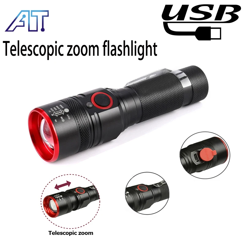 Portable Flashlight T6 Zoom LED Rechargeable Light 18650 Battery Outdoor Camping Lamp Mini Flashlights Small Torch Lighters