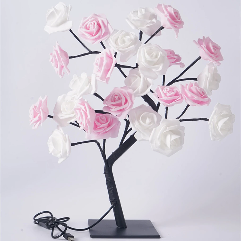 Rose Lamps Fairy Desk Night Lights Table Lamp Flower Tree USB Operated Gifts for Wedding Valentine Christmas Decoration