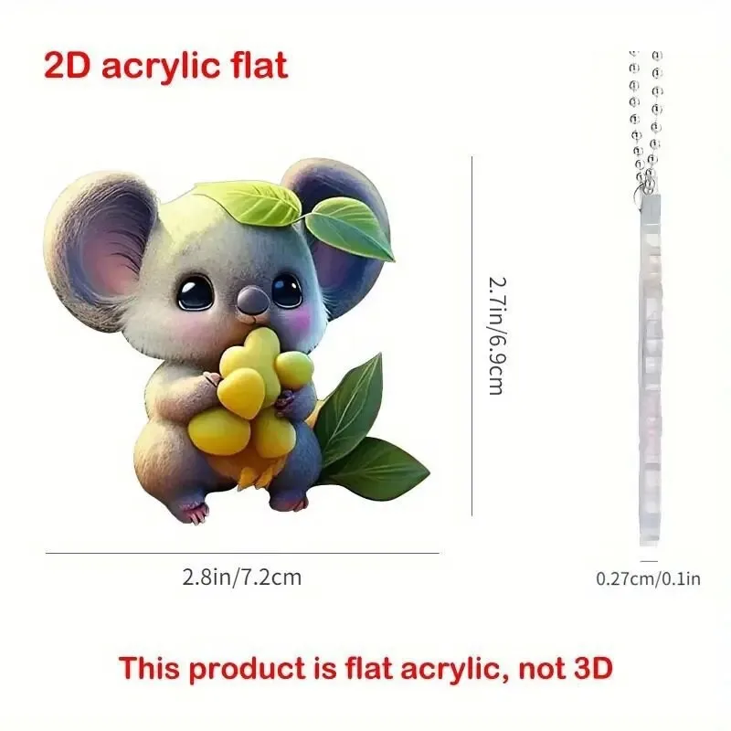 2D Flat Cute Koala Car Hanging Ornament Adorable Animal Rearview Mirror Pendant Acrylic Car Interior Decoration Gift Pet Lovers