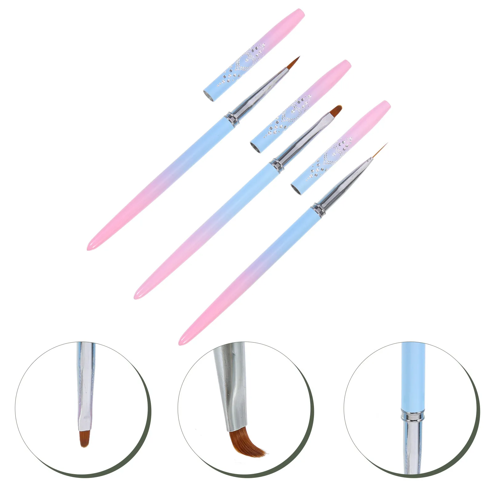 3Pcs Manicure Painting Pens Premium Nail Art Brush Pens Easy to Use Time Saving DIY Nail Art Tools for Creative Home Salon