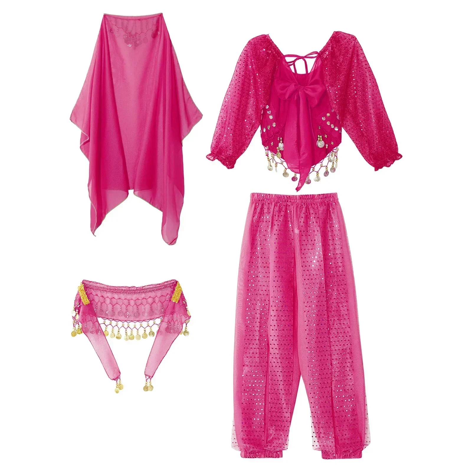 

Kids Girls Belly Dance Costumes Bollywood Dancewear Glittery Halloween Carnaval Egypt India Dancing Performance Costume
