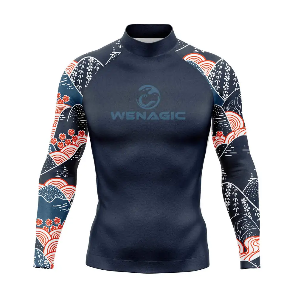 Men Swimming T-shirt Swimsuit Beach UV Protection Rash Guard Diving Swimwear Long Sleeve Surfing Suits Surf Clothes Rashguard