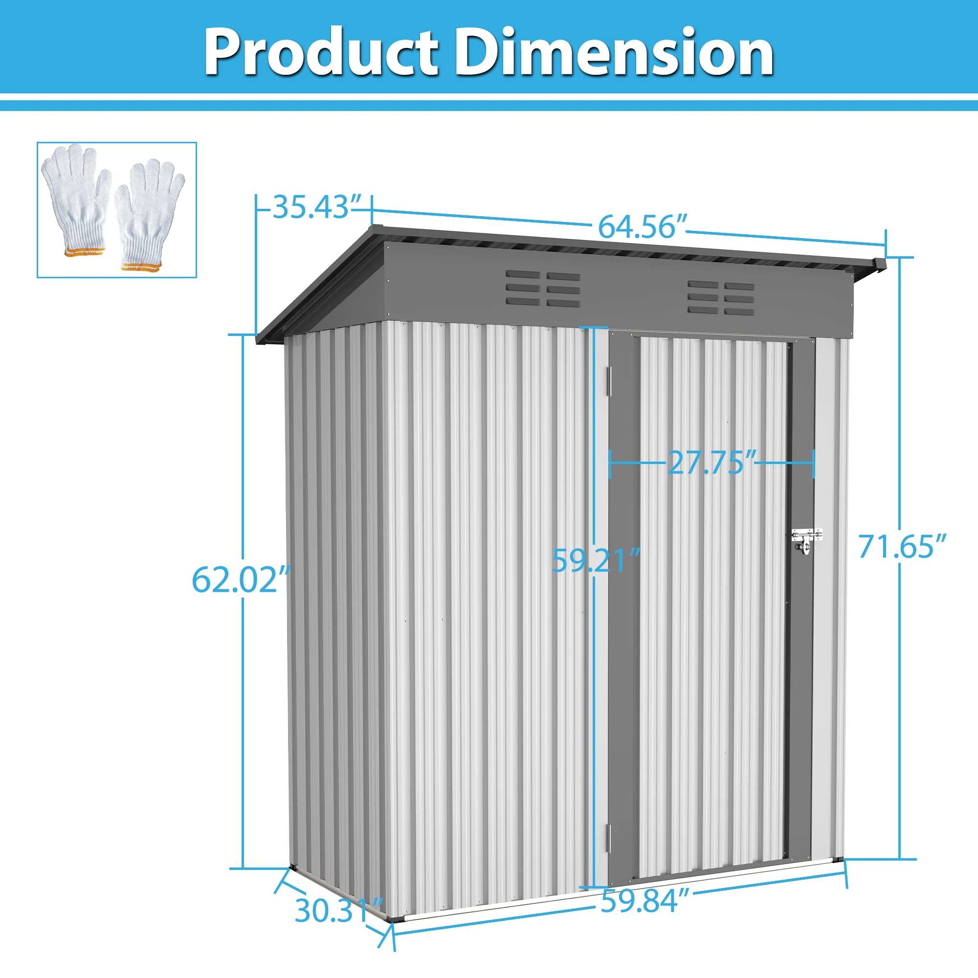 5 ft. W x 3 ft. D Garden Tool Storage Shed Outdoor Metal Shed