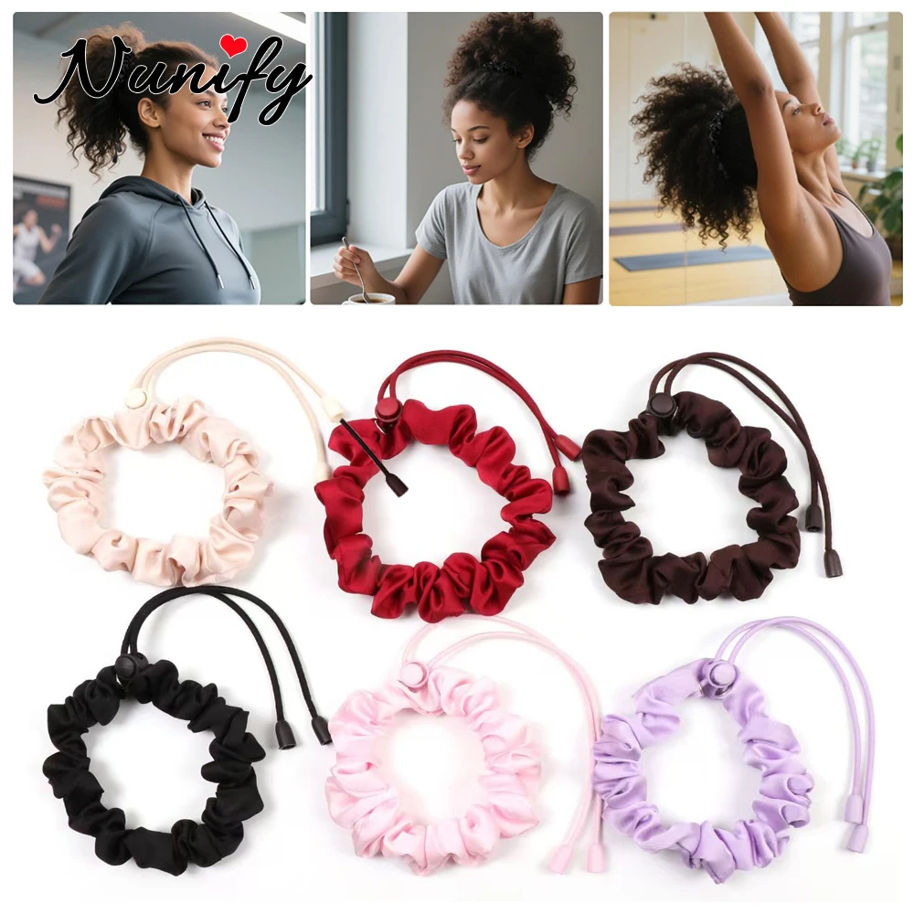 

Черные регулируемые резинки для волос Afro Puff из шелка, мягкие держатели для хвоста, идеально подходят для средней и густой, тонкой, густой и вьющейся волос.