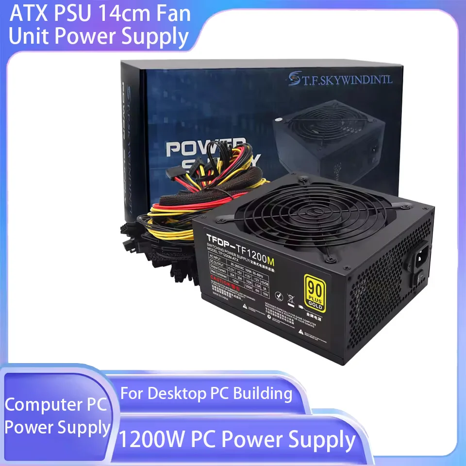 

1200W Computer PC Power Supply ATX PSU 14cm Fan 90-264V Unit Gaming PC Power Source Modular Source 12V For Desktop PC Building