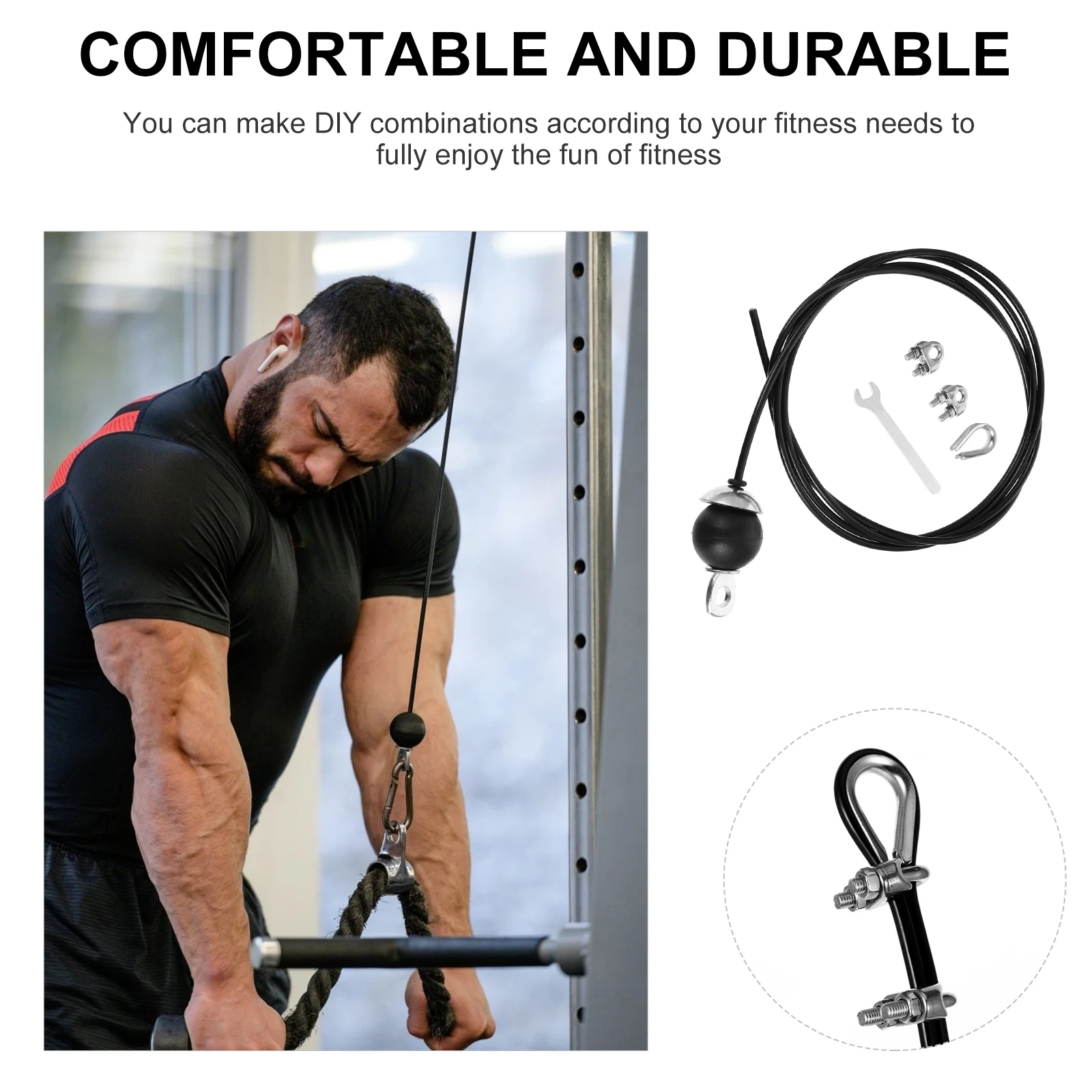 

Adjustable Wire Rope Accessories For Gym Practical Steel Cable Pulley Fitness Equipment Home Workout Muscle Training Steel Wire