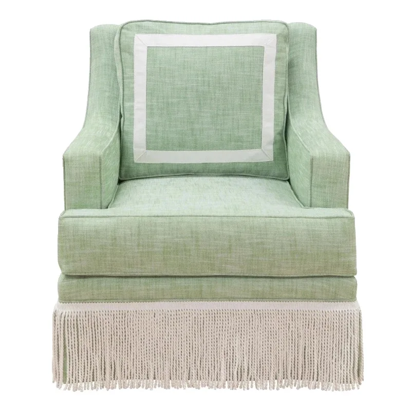 

Cream tassel single sofa chair light luxury living room designer balcony casual solid wood single chair