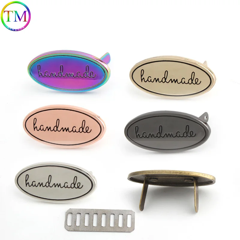 10PC Oval Metal Engraving Bag Labels And Tags Buckle For Garment Handbag Decor DIY Custom Handmade Craft Sewing Tag Accessories