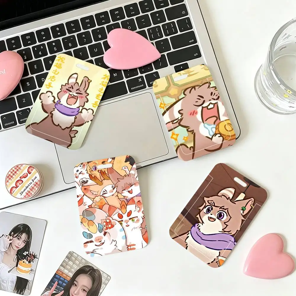 1pc Cute Anime Fabulous Beasts Can ID Card Sleeve School Card Access ID Card Bus Meal Card Protective Sleeve Easy Push