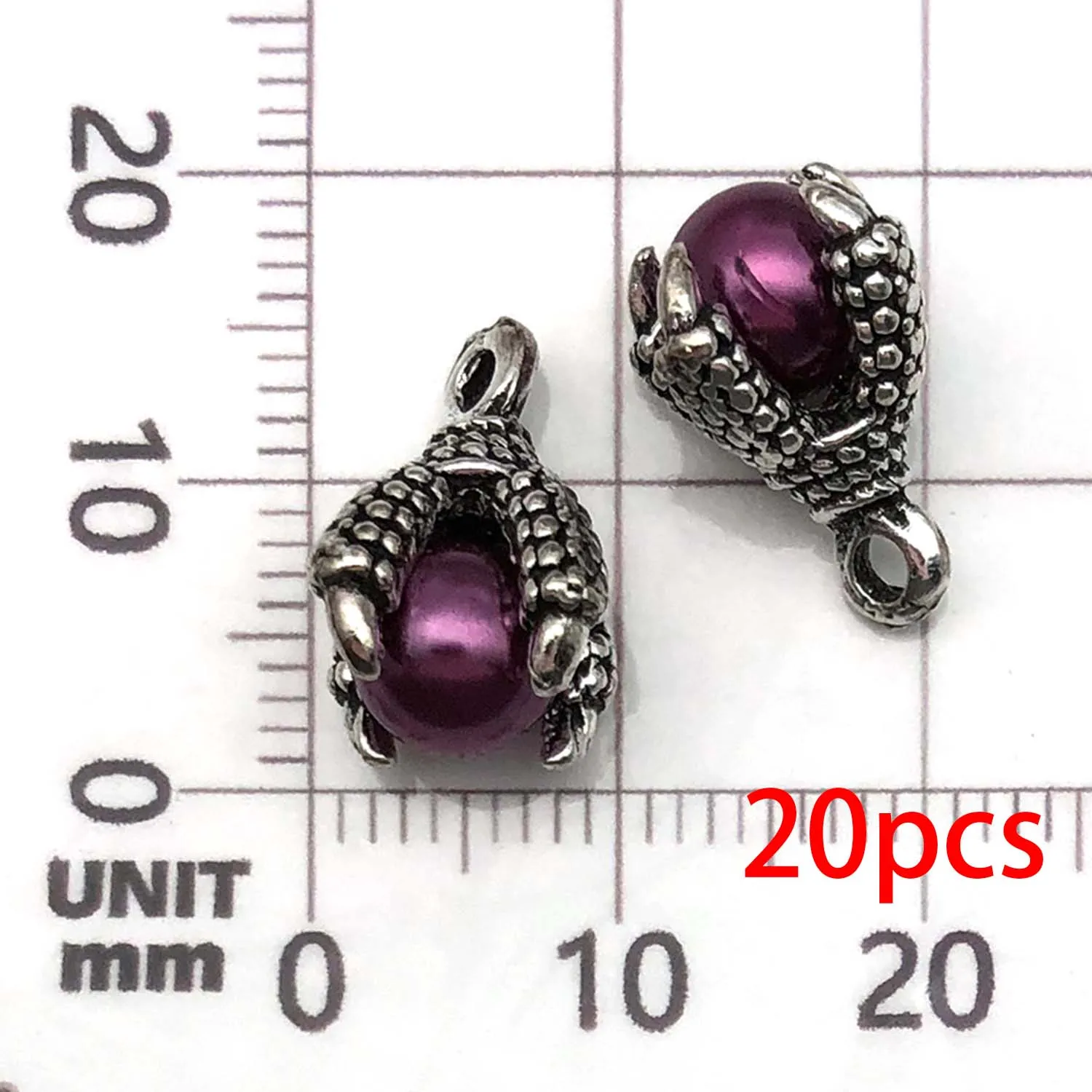 20pcs Colorful Alloy Dragon Claw Charms