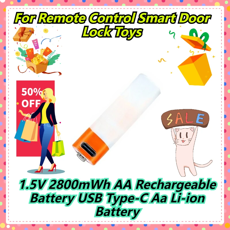 

1.5V 2800mWh AA Rechargeable Battery USB Type-C Aa Li-ion Battery For Remote Control Smart Door Lock Toys
