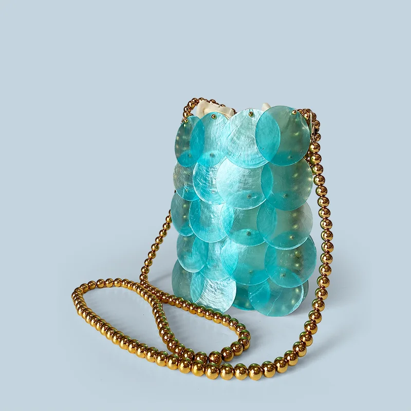 حورية البحر الأميرة مقياس السمك البريق اليدوية النسيج تألق حبة حقيبة الهاتف اللؤلؤ حقيبة يده حقيبة كروسبودي