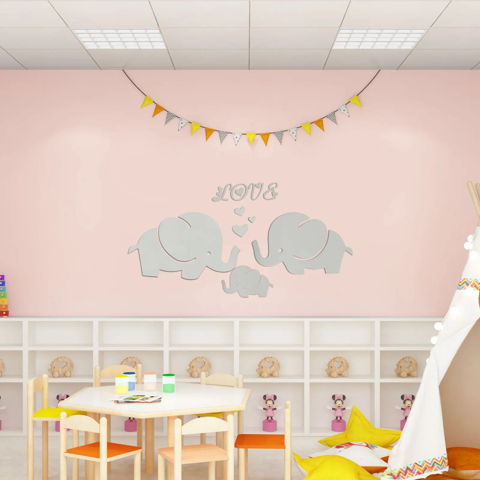 

Love Elephant Wall Sticker Pvc Waterproof Decal For Room Living Room Window Door Refrigerator Background Wall Decals