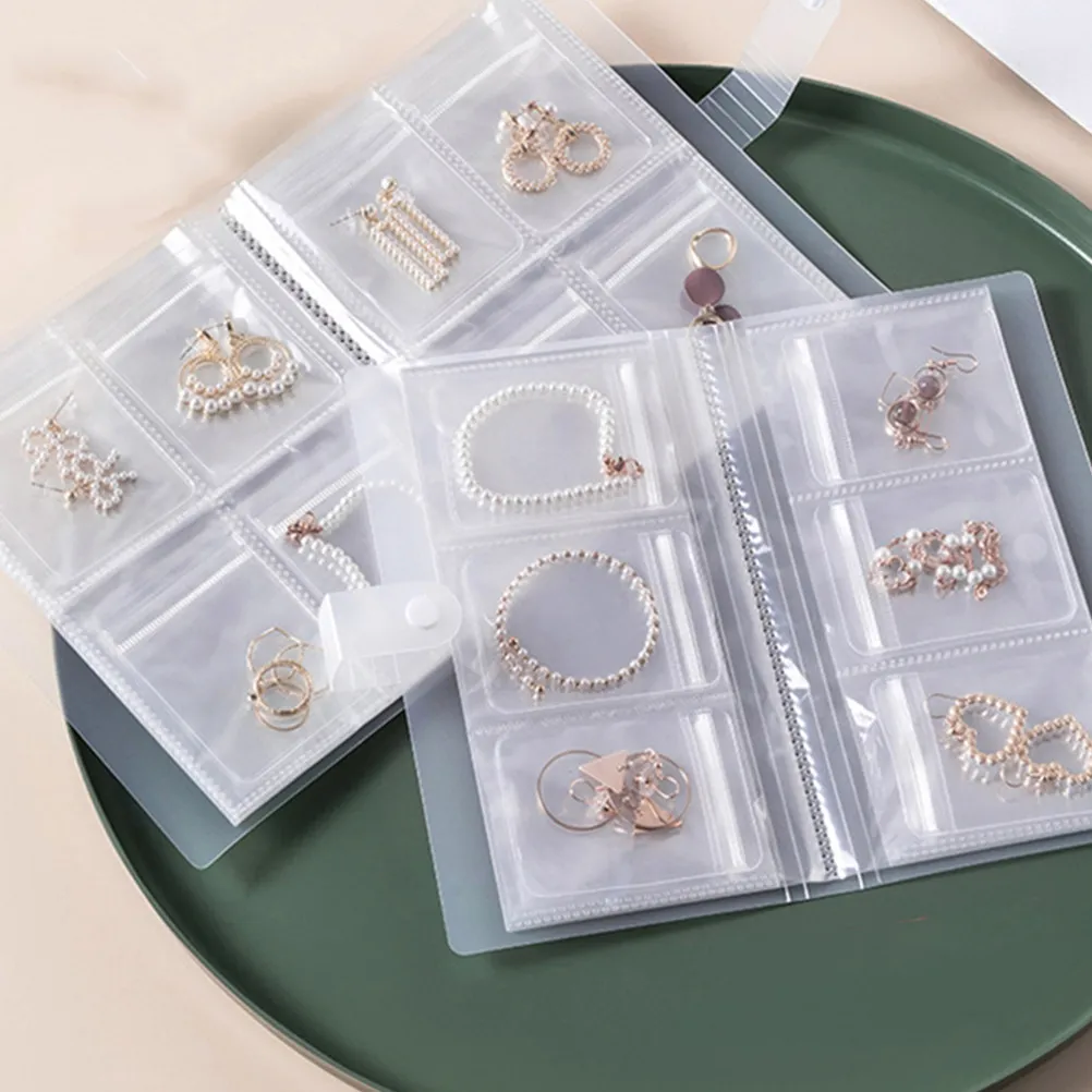 1Set Clear Jewelry Storage Book Organizer Pockets Small Bags Earrings Rings Necklaces Easy Carry Jewelry Book Organizer