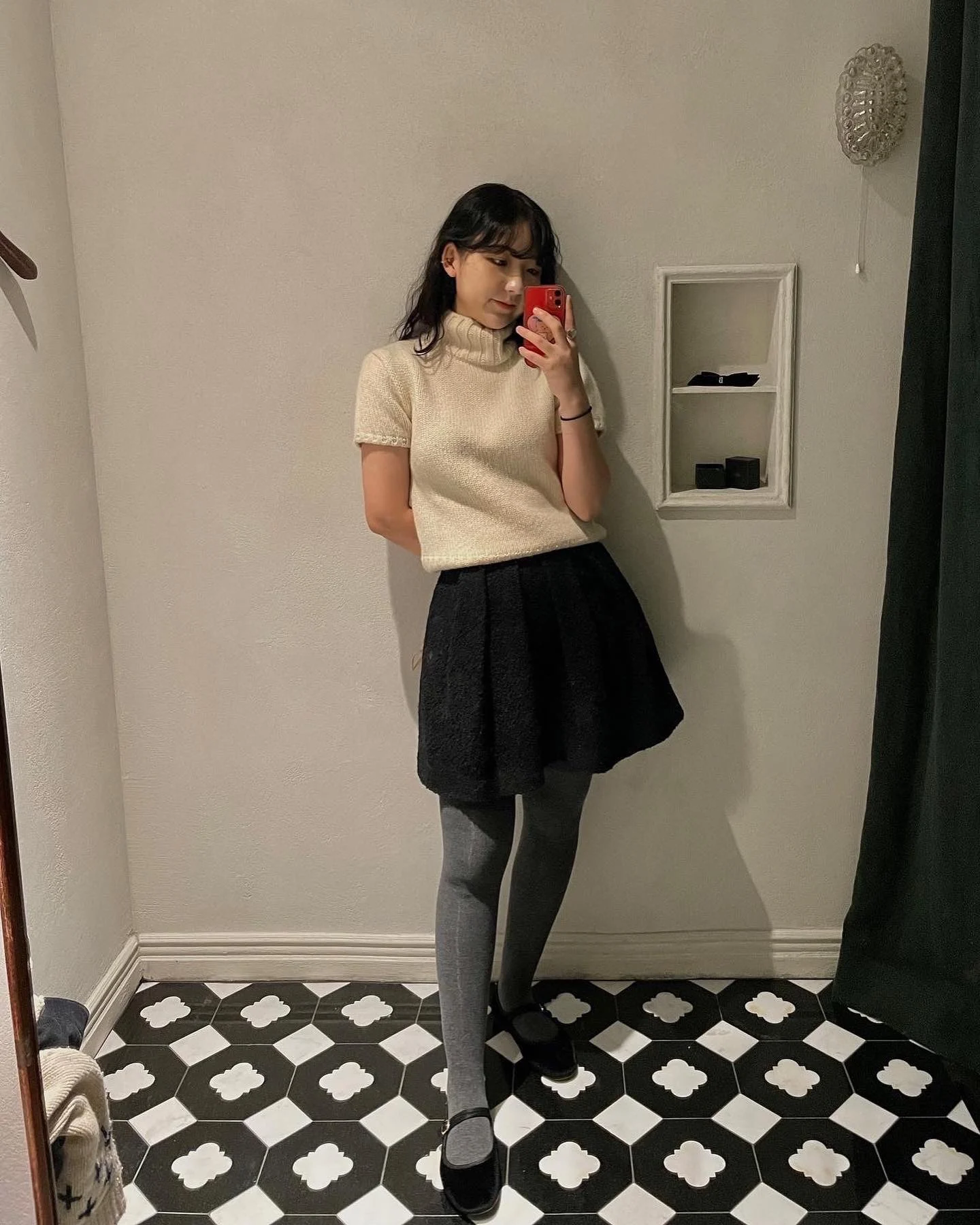 Barnn*t A-Linie Wollrock mit hoher Taille, koreanischer SLE-Schlankheitsrock, reine Farbe, Winterkollektion, Damenfaion