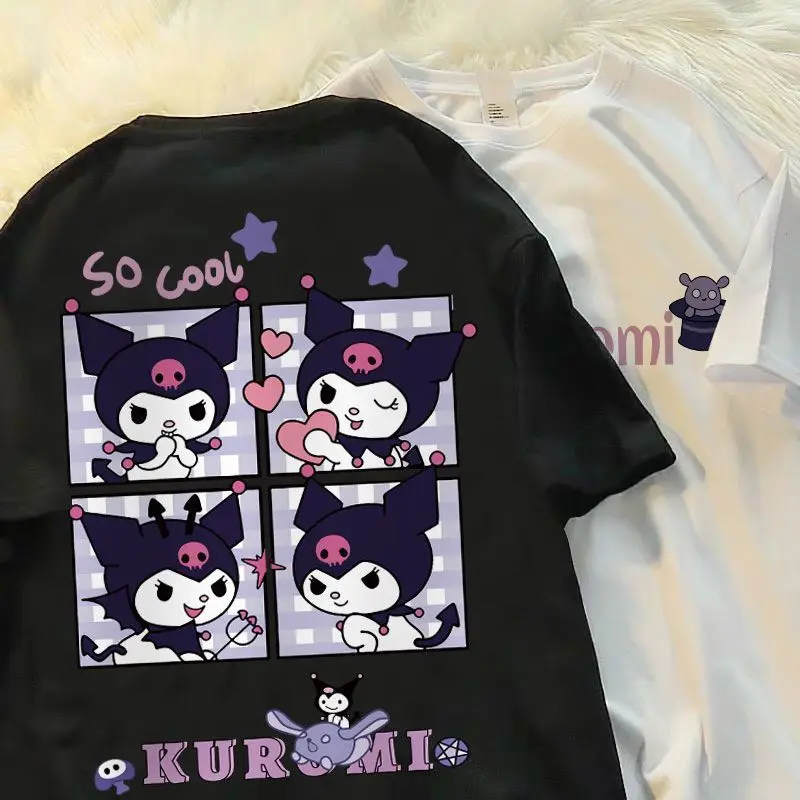 Quarter T-shirt Couple Cartoon T-shirt Kuromi Women's Comic Sanrio Funny T-shirt Y2k Graphic T-shirt Streetwear Tops T-shirt Wom