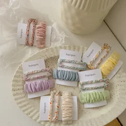 2PCS Sweet Flower Hairpins Elegant Flower Cloth Art Hair Clips Temple Hair Headwear Children Hair Accessories