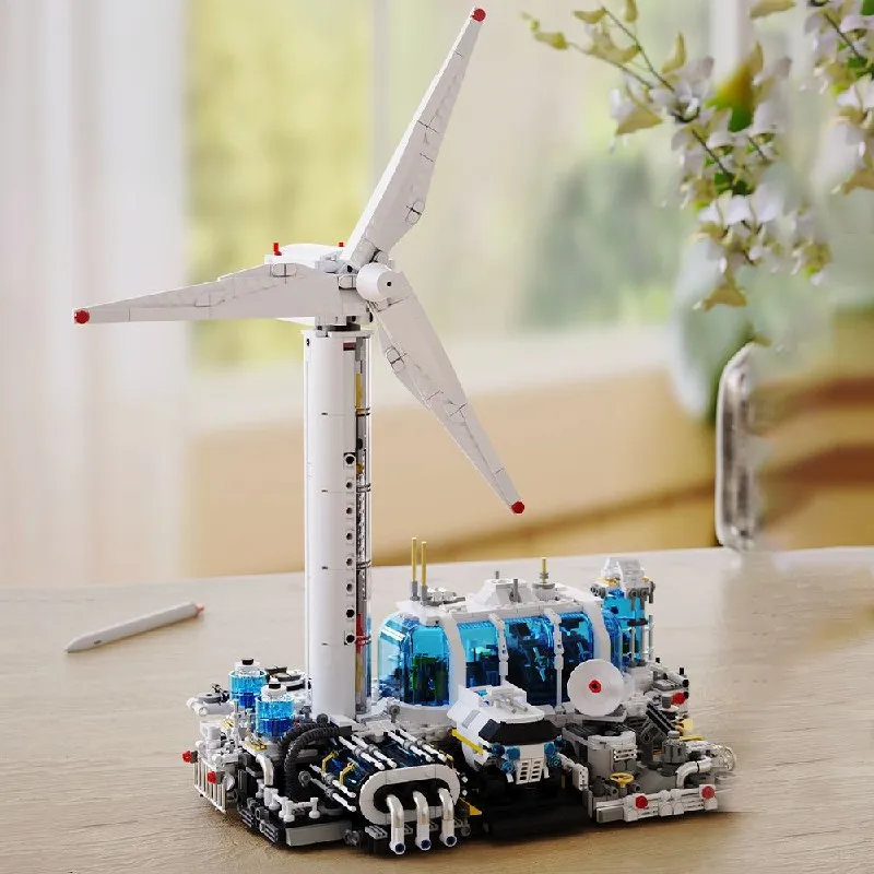 ชุดตัวต่อบล็อกอาคารโรงไฟฟ้าพลังงานลม แบบโมดูลาร์ สำหรับการสำรวจอวกาศ สถาปัตยกรรม ของเล่นแบบประกอบเอง สำหรับผู้ใหญ่และเด็ก ของขวัญ 2884 ชิ้น