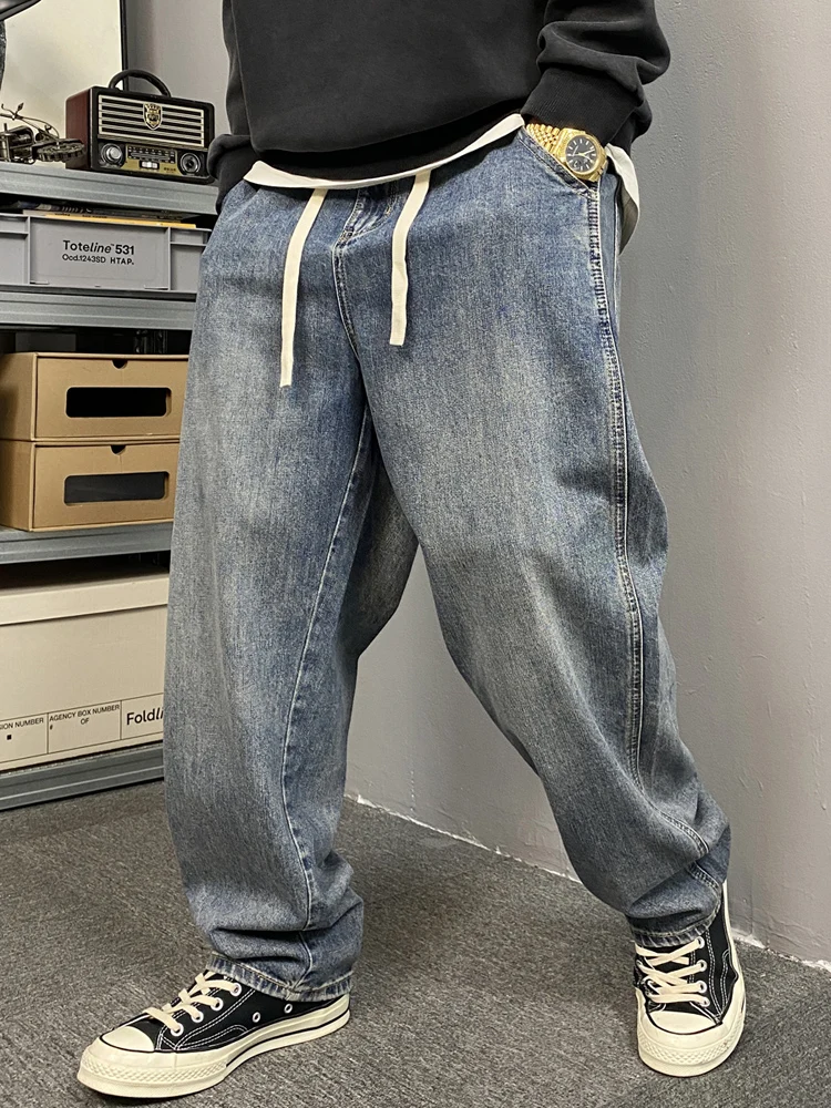 

Мужские джинсы в стиле ретро, прямые, свободные, универсальные, повседневные, с широкими штанинами, осенне-зимняя мода
