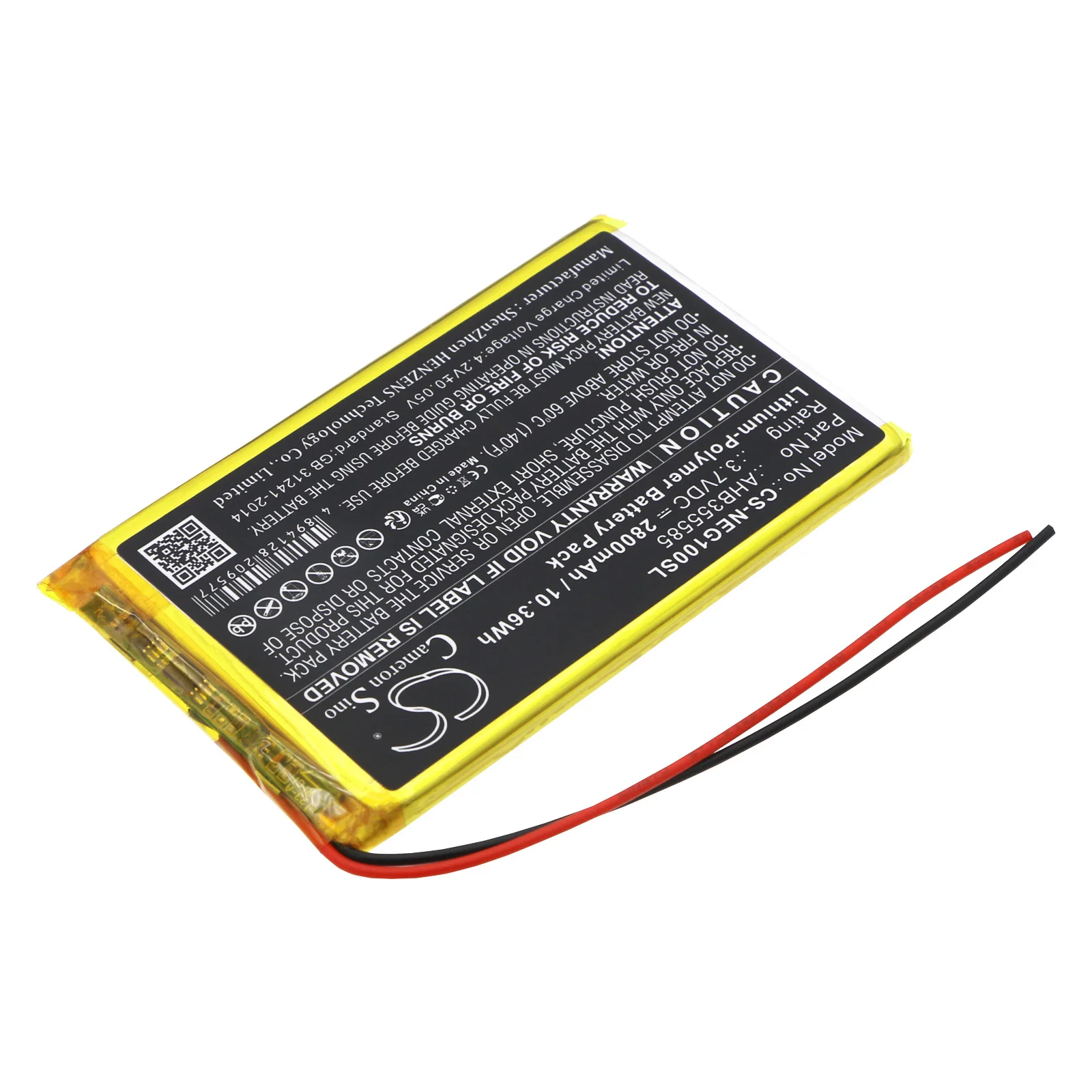 CS Replacement Battery for SNK Neo Geo X Gold Handheld Console PN:AHB355585 2800mAh / 10.36Wh