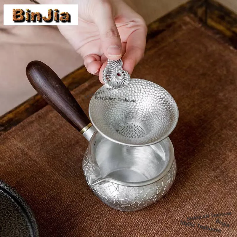 

Кувшин для чая из чистого олова ручной работы, старинный кувшин из Эбенового дерева с боковой ручкой, чашка для чая Феникс, ситечко для чая, чашка для справедливости, аксессуары для чая