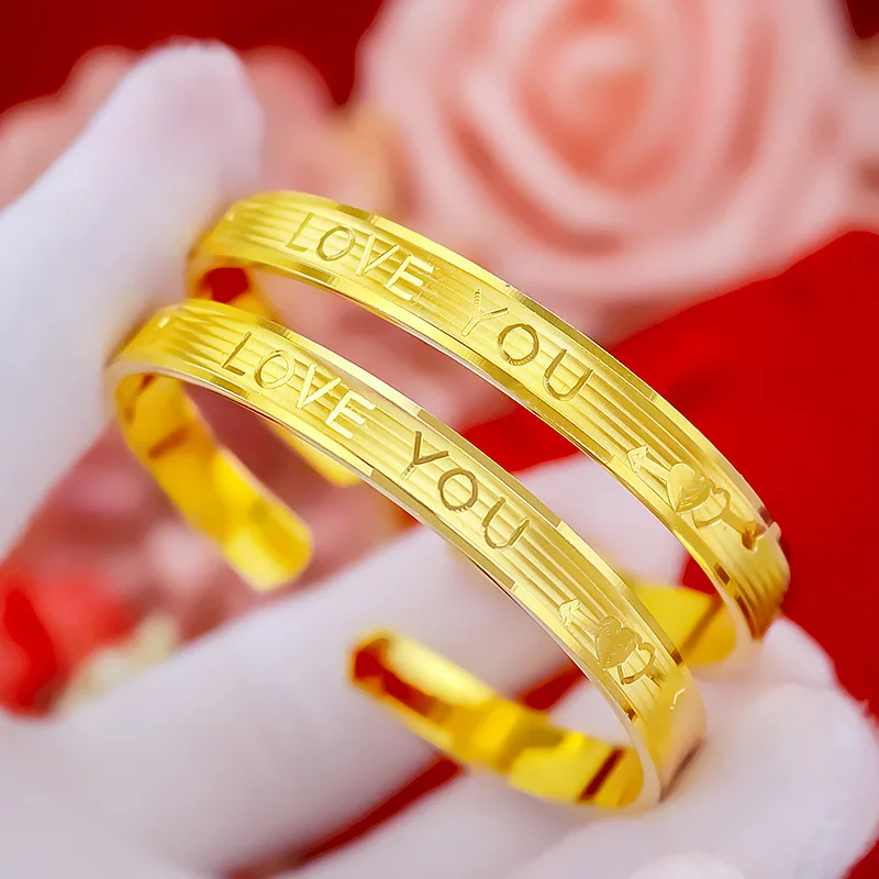 

Love Bracelet 9999 24K Real Gold Jewelry Japanese and Korean Fashion Open Bracelet Women's Style More Love Bracelet Bracelet