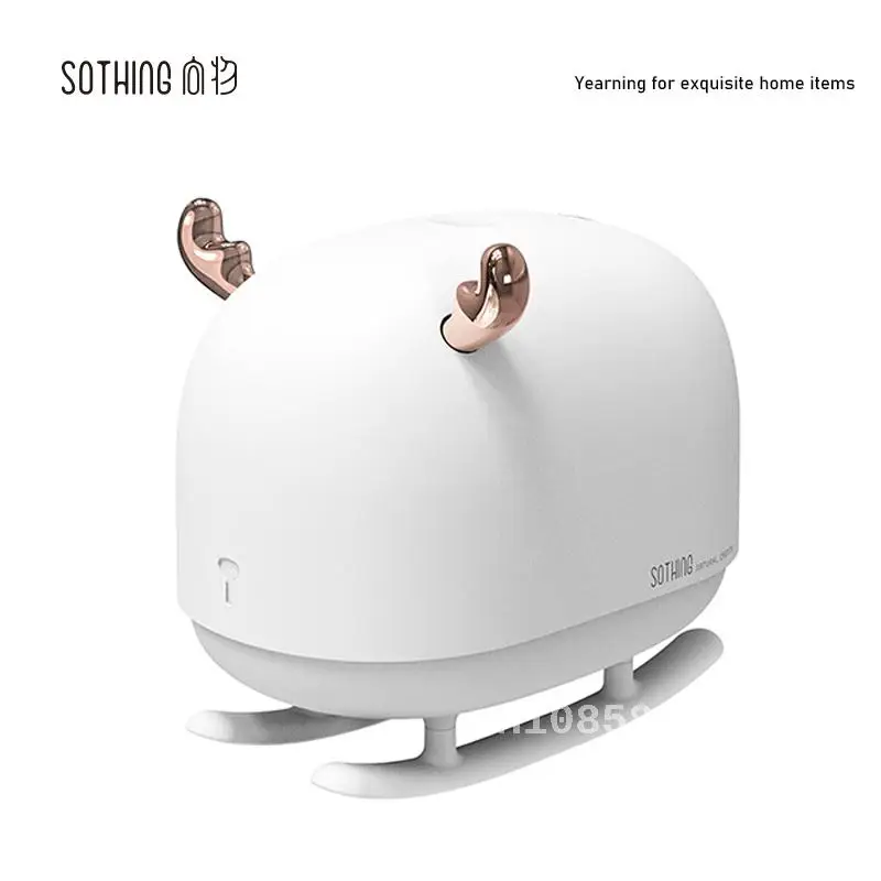 

SOTHING Mini Air Humidifier Cute Pet Silent Bedroom Atmosphere Small Night Light Cartoon Sled Deer Mini USB Office Desktop