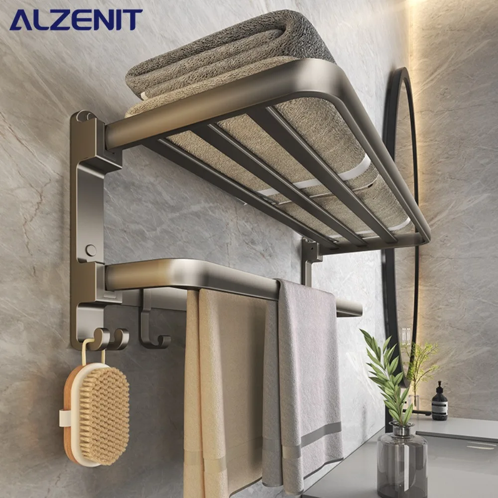 

Аксессуары для ванной комнаты трехуровневая Складная пространственная алюминиевая вешалка для полотенец серый Настенный Набор подвесок держатель для банного полотенца