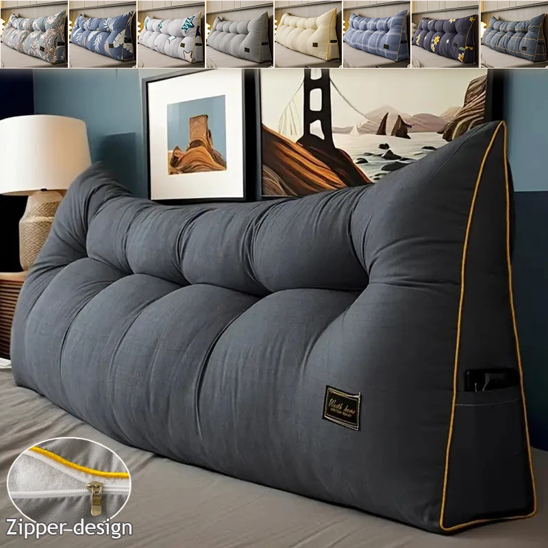 

Korean Headboard Cushion Triangular Pillow with Filler Removable Soft Cute Pillow Ideal for Bedroom Reading and Relaxing 쇼파쿠션