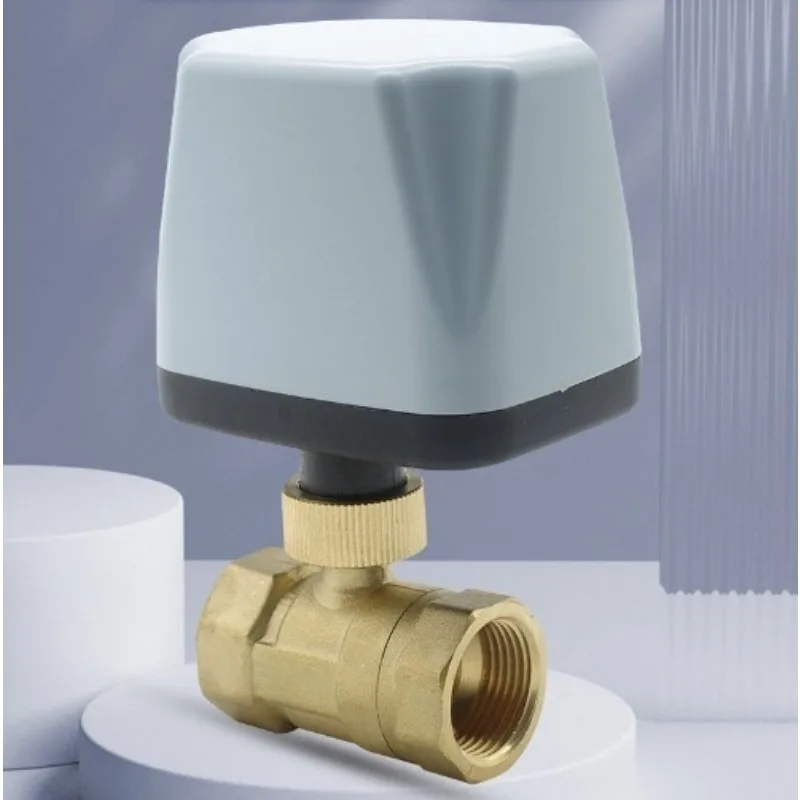 2 Wire 2 Way Electric Brass Ball Valve Full Port Straight Through Water Control Switch Solenoid Valve for HVAC Water System