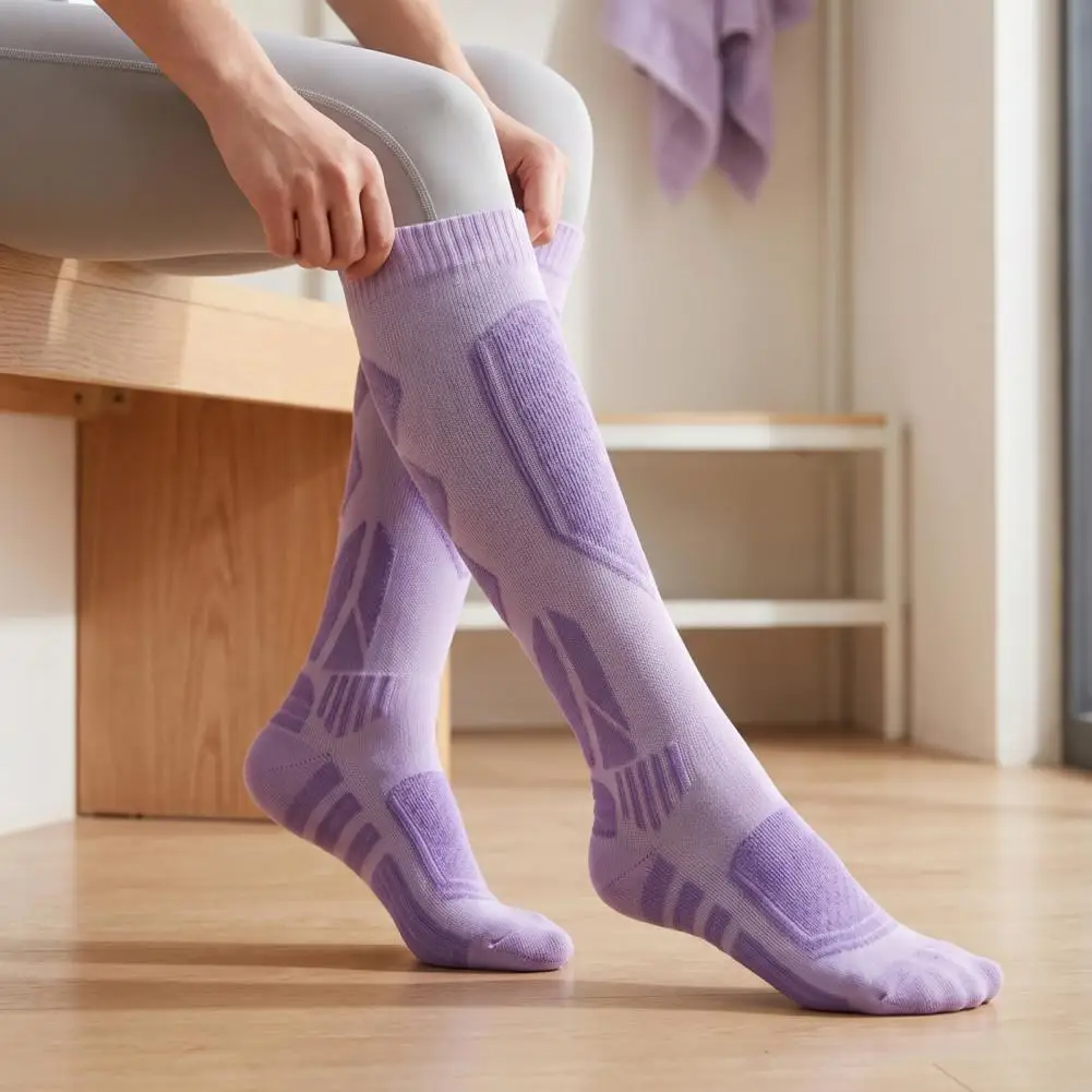 Cotton Ski Socks for Women, Thermal Compression Snowboard Socks,Anti-Slip Winter Sports Socks for Skiing and Snowboarding
